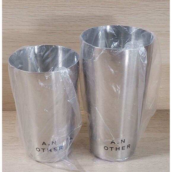 A.N Other Perfume Promotional Stainless Steel Cup Drinkware Lot of 2 Silver NEW - Picture 1 of 6